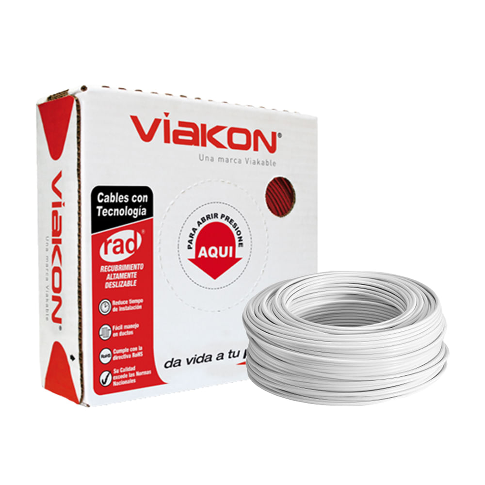 Caja De Cable Viakon Cal 12 Thw 100m Blanco Electrify México 5897