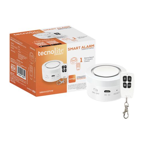 Alarma Inteligente Tecnolite SMART ALARM Iluminación LED Control Remoto Incluido Compatible con App Móvil y Asistentes de Voz